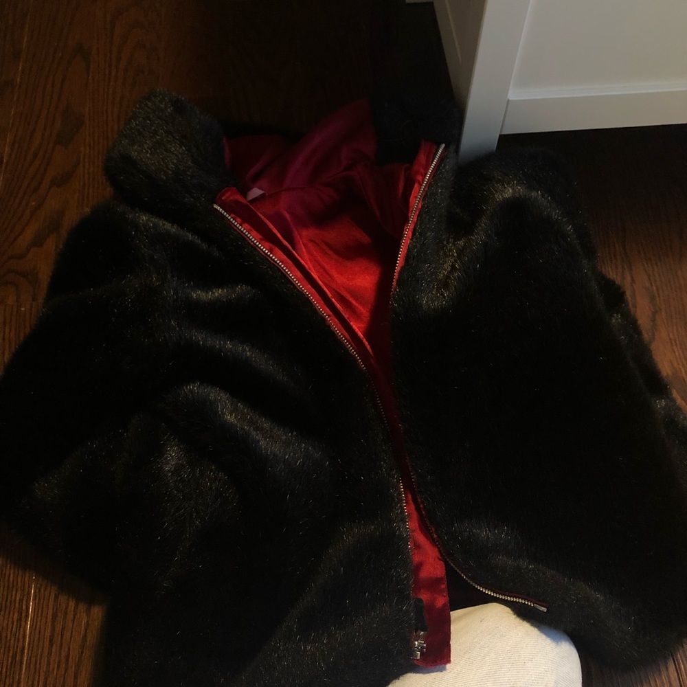 Gap Black Fake Fur Coat